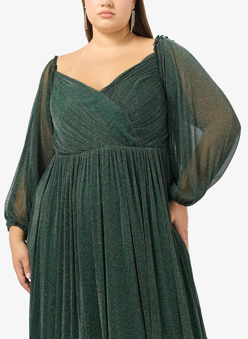 Ella Plus  Plus Size Cold Shoulder Shimmer Dress for Women | Best Price UAE